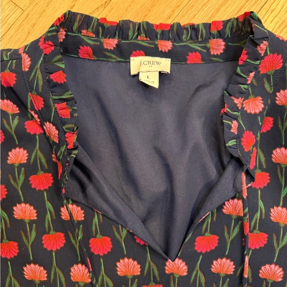 J Crew Floral Ruffle Sleeve Blouse - Picture 2 of 4